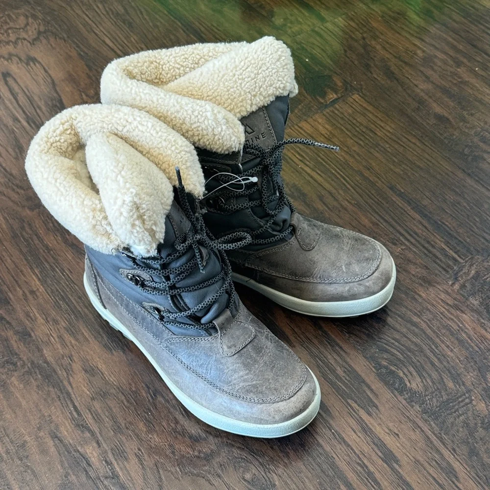 Alpine Design NEW Leather Gray Winter Waterproof Boots, Women’s Size 8.5 - Picture 3 of 16